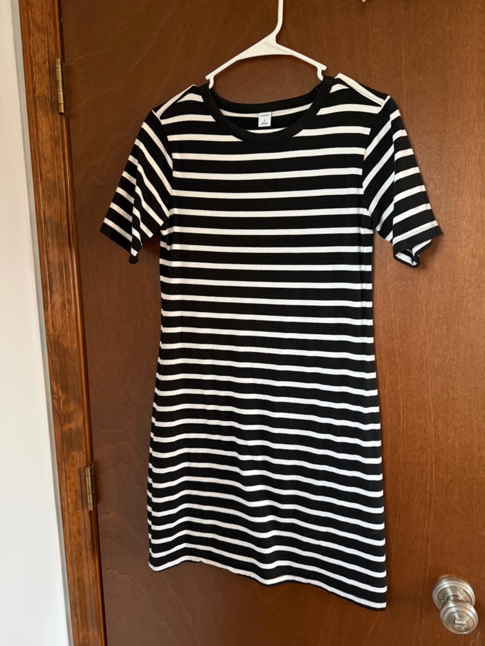 Old Navy Black and White Striped T-Shirt Mini Dress